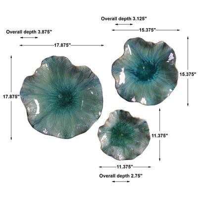 Ceramic Aqua Flower Wall Art