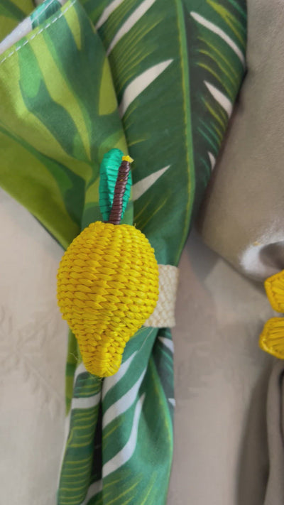 Tuti Fruti Woven Straw Napkin Rings - Set of 6