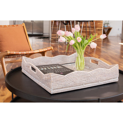Island Rattan Scallop Collection Square Tray