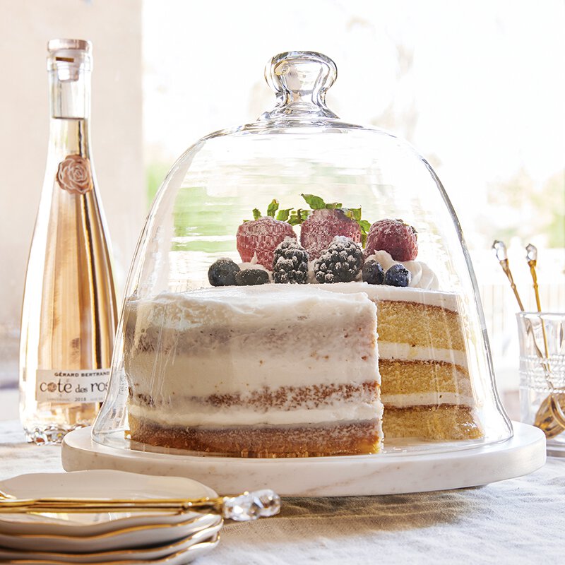 Fiona Marble + Glass Dome Cake Stand