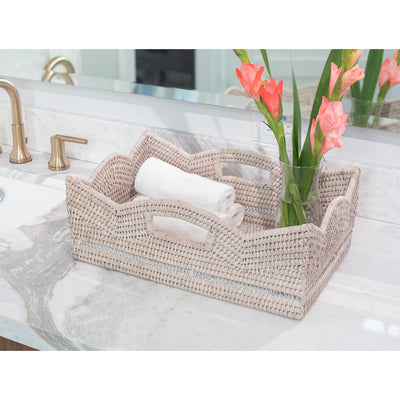 Island Rattan Scallop Collection Rectangle Basket