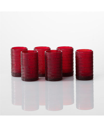 Ruby Iced Beverage Glasses in Red (Set of 6)