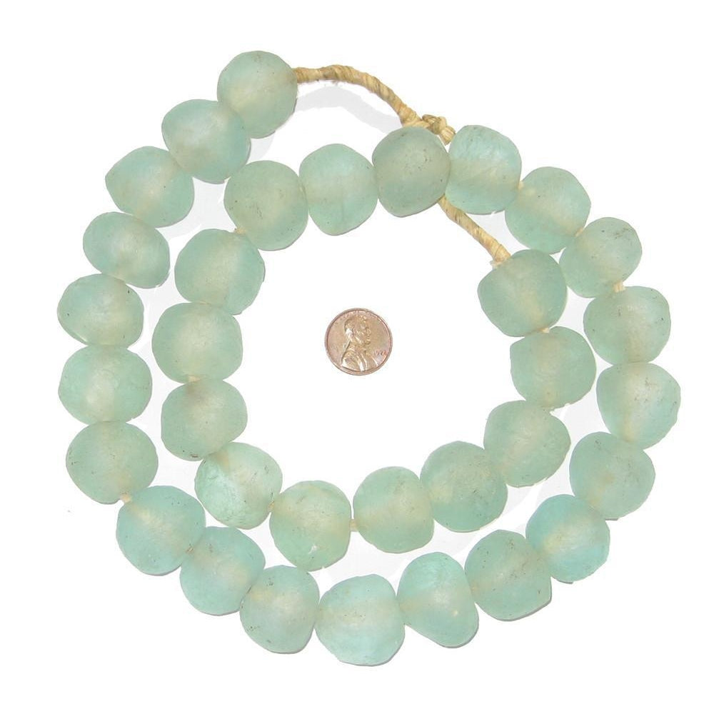 Jumbo Clear Aqua Recycled Glass Beads
