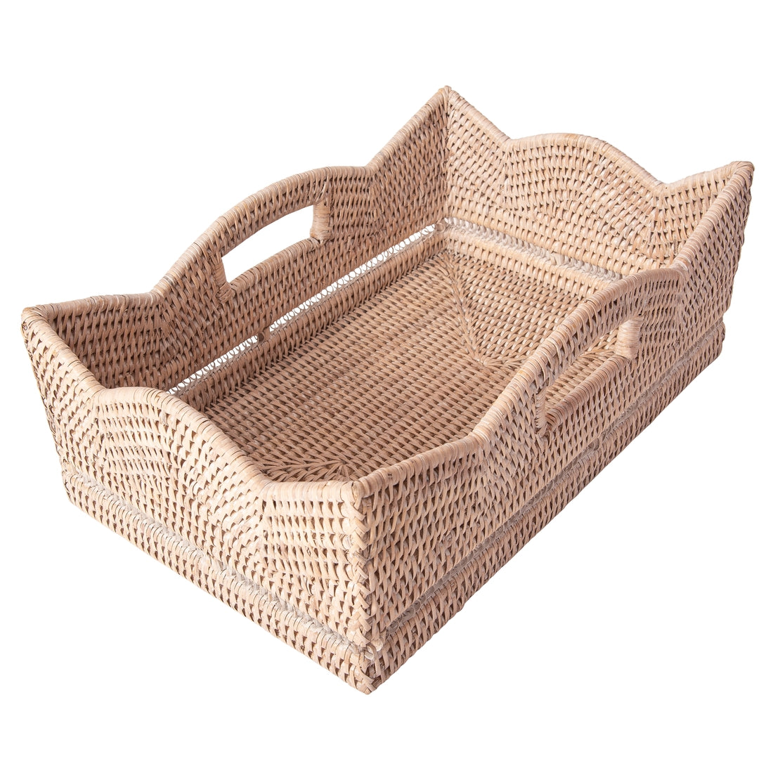 Island Rattan Scallop Collection Rectangle Basket