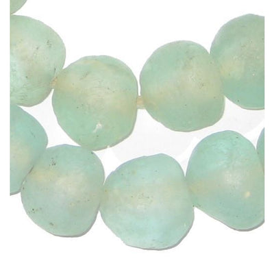 24mm Jumbo Clear Aqua Recycled Glass Beads