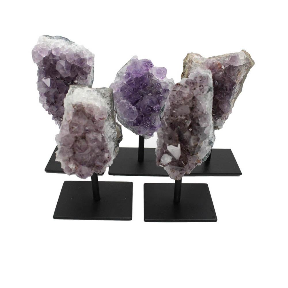 Amethyst Cluster on Metal Stand Amethyst Druzy - Crystal Healing - Crystal Collection