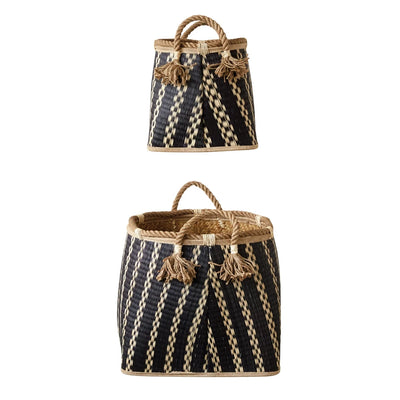 Wicker Baskets with Rope Handles, Set of 2