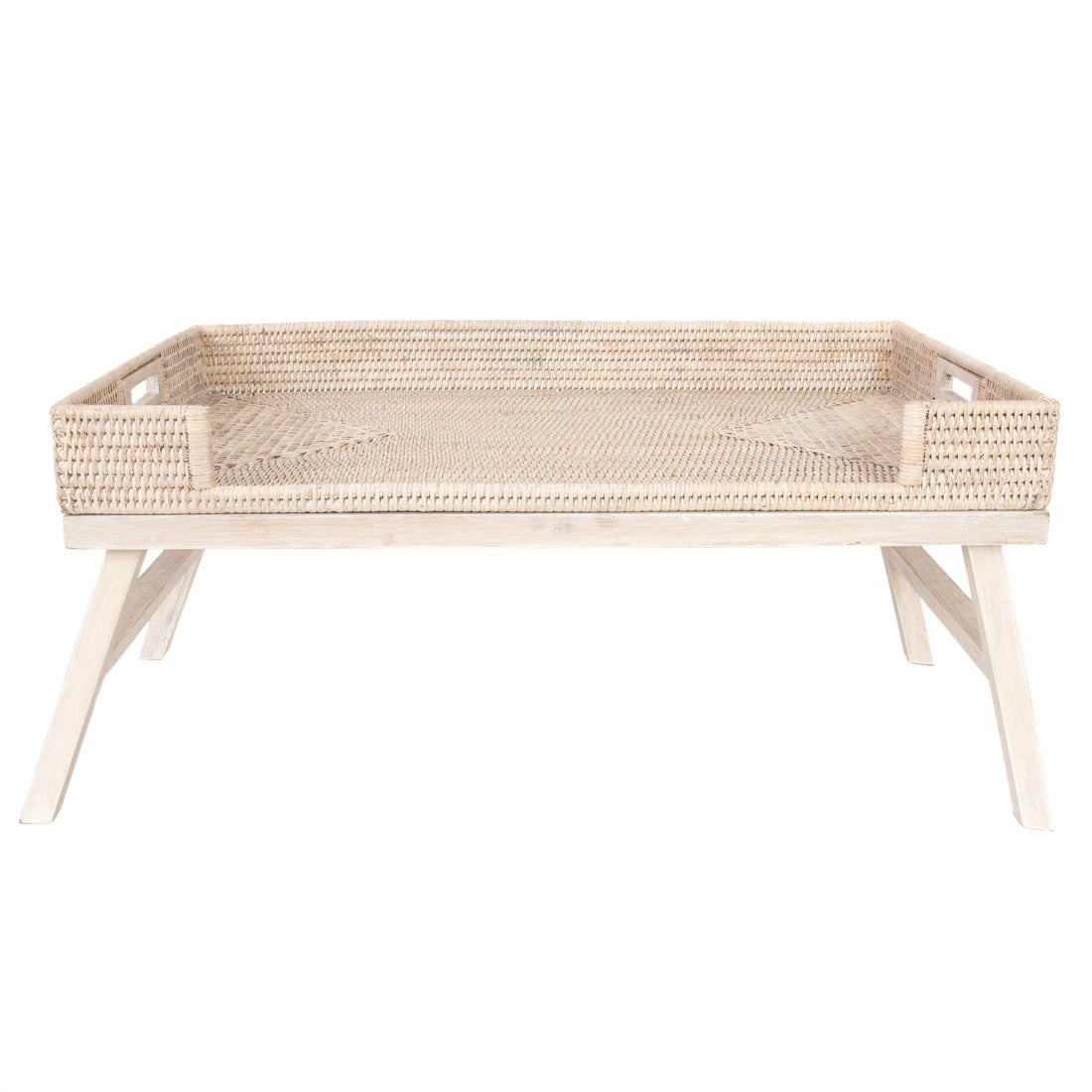 Lavallette Rattan Breakfast Tray/Table White Wash