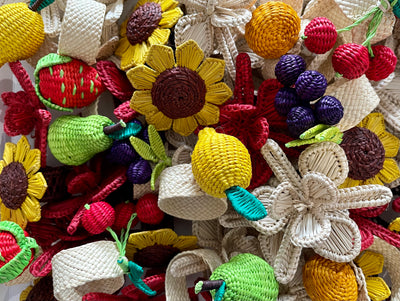 Tuti Fruti Woven Straw Napkin Rings - Set of 6