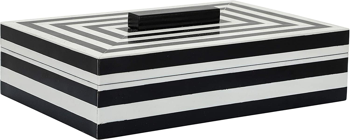 Enigma Resin Striped Black & White Box - 2 Sizes