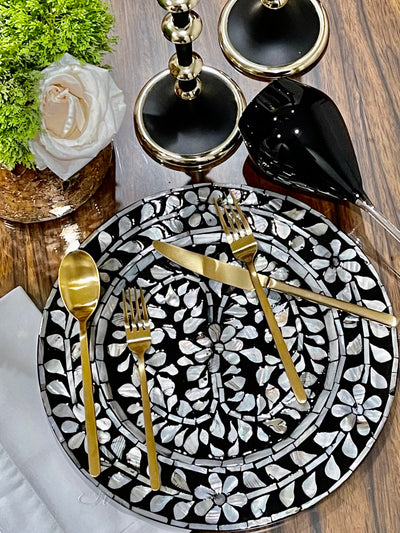 Mother Of Pearl Inlay Charger Plates - Set of 2