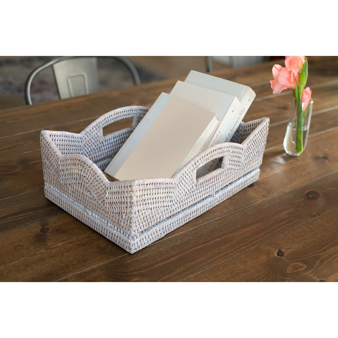 Island Rattan Scallop Collection Rectangle Basket