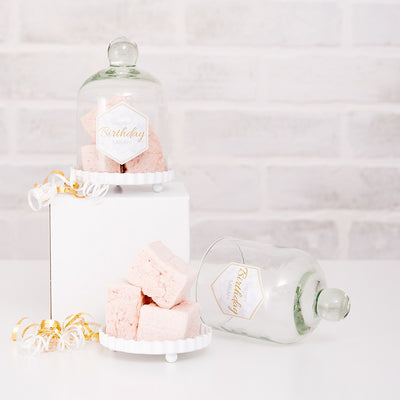 Glass Bell Jar with White Base - Guest Favor (4)