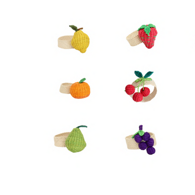 Tuti Fruti Woven Straw Napkin Rings - Set of 6