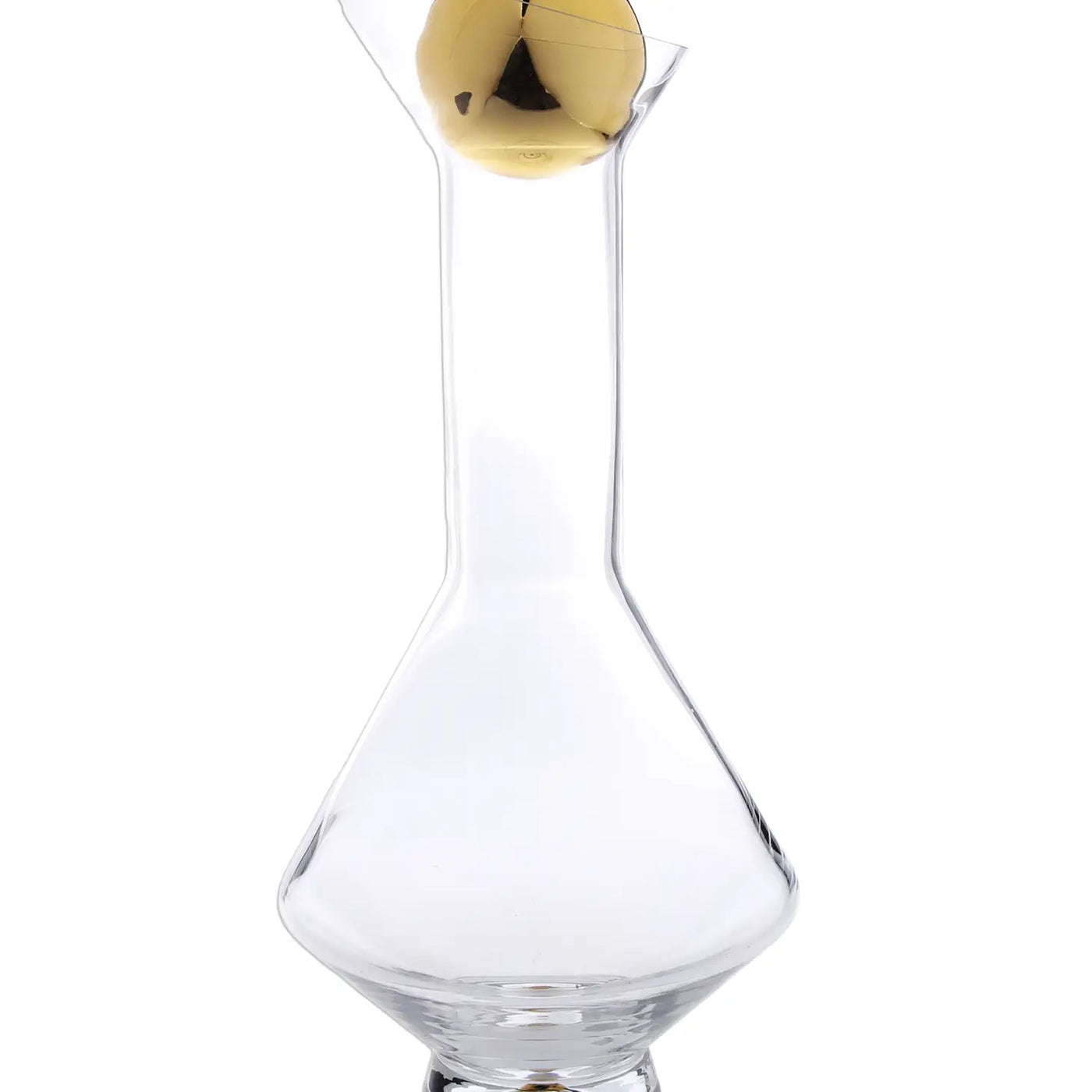 Diamond Shaped Glass Decanter With Gold Ball Lid