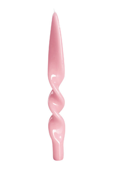 Twisted Laquered Italian Candles - Set of 2 - Pink