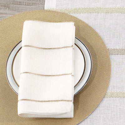 Metallic Lines Linen Napkins - Set of 4