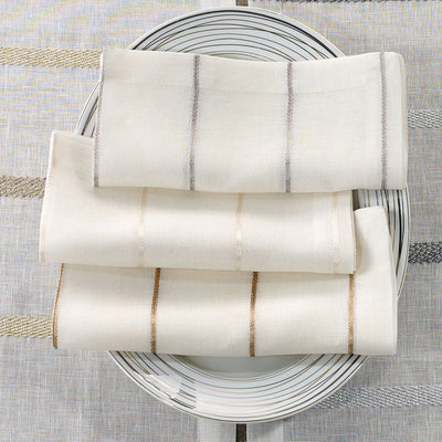 Metallic Lines Linen Napkins - Set of 4