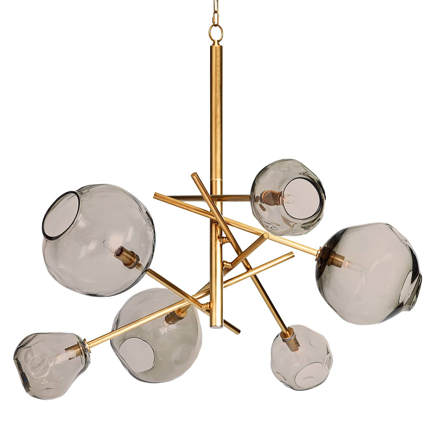 MOLTEN CHANDELIER WITH SMOKED GLASS - NATURAL BRASS