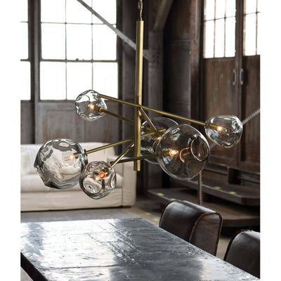 MOLTEN CHANDELIER WITH SMOKED GLASS - NATURAL BRASS