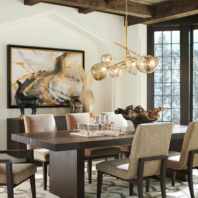 MOLTEN CHANDELIER WITH SMOKED GLASS - NATURAL BRASS