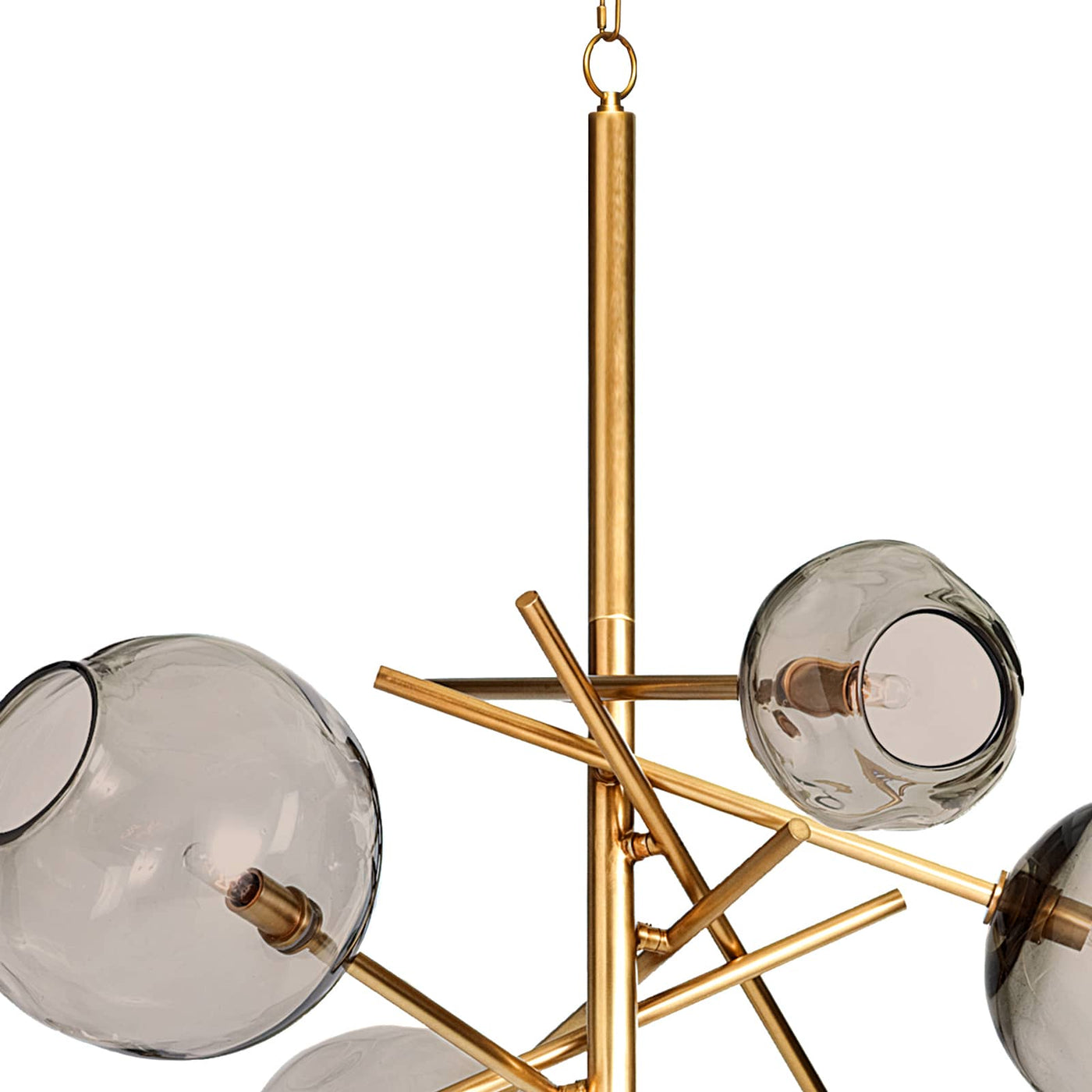 MOLTEN CHANDELIER WITH SMOKED GLASS - NATURAL BRASS