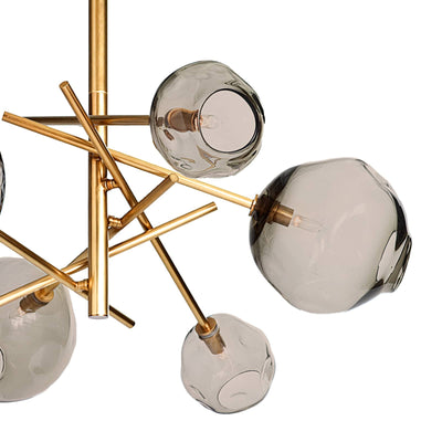 MOLTEN CHANDELIER WITH SMOKED GLASS - NATURAL BRASS