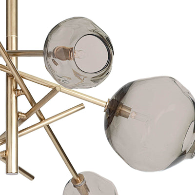 MOLTEN CHANDELIER WITH SMOKED GLASS - NATURAL BRASS