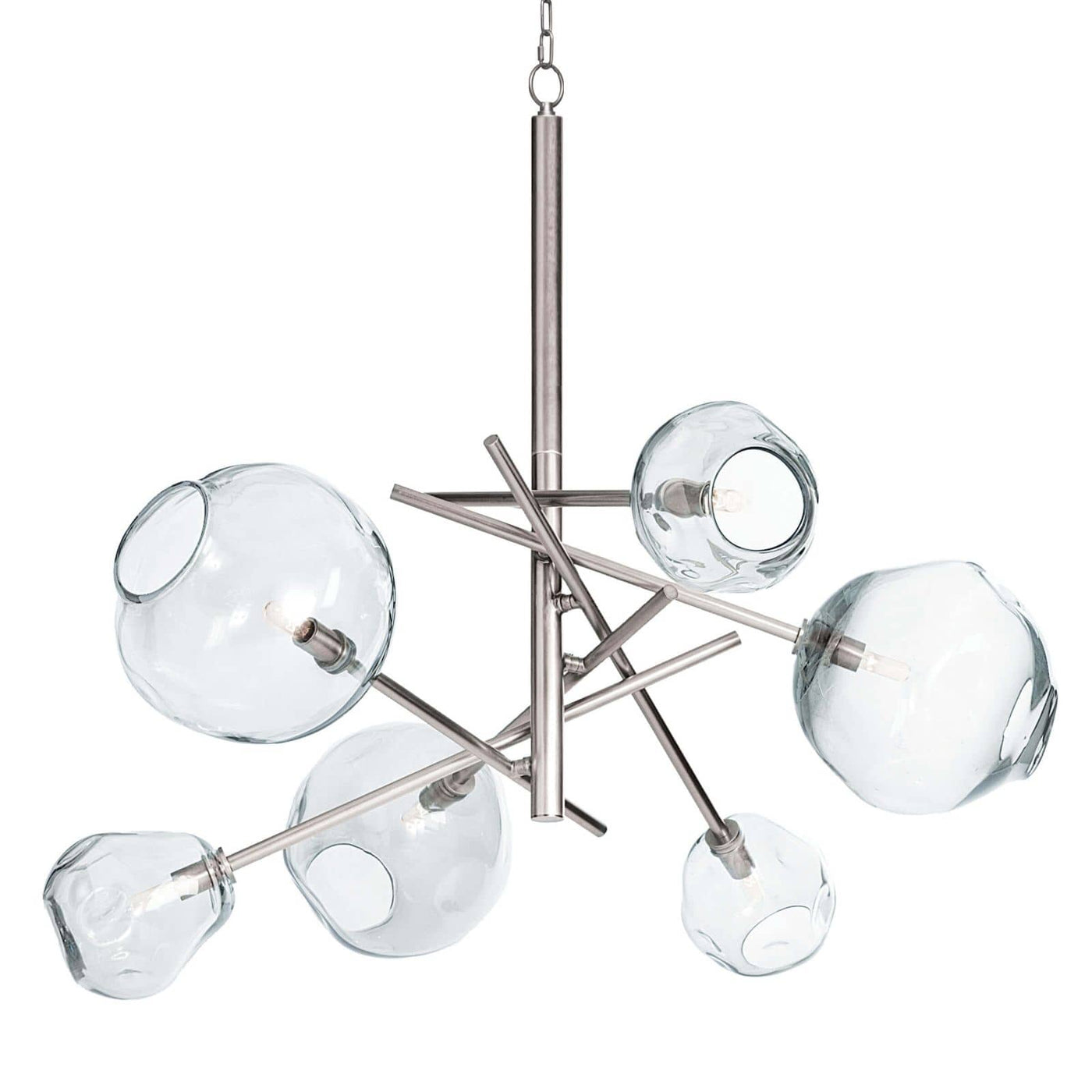 MOLTEN CHANDELIER WITH CLEAR GLASS & POLISHED NICKEL