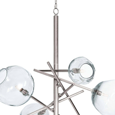 MOLTEN CHANDELIER WITH CLEAR GLASS & POLISHED NICKEL