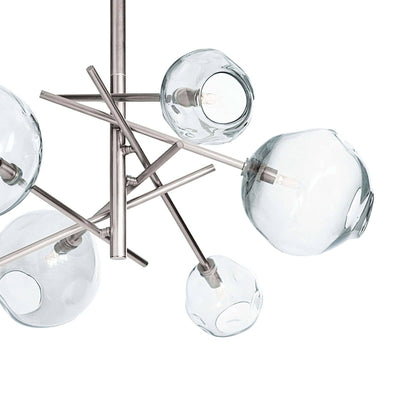 MOLTEN CHANDELIER WITH CLEAR GLASS & POLISHED NICKEL