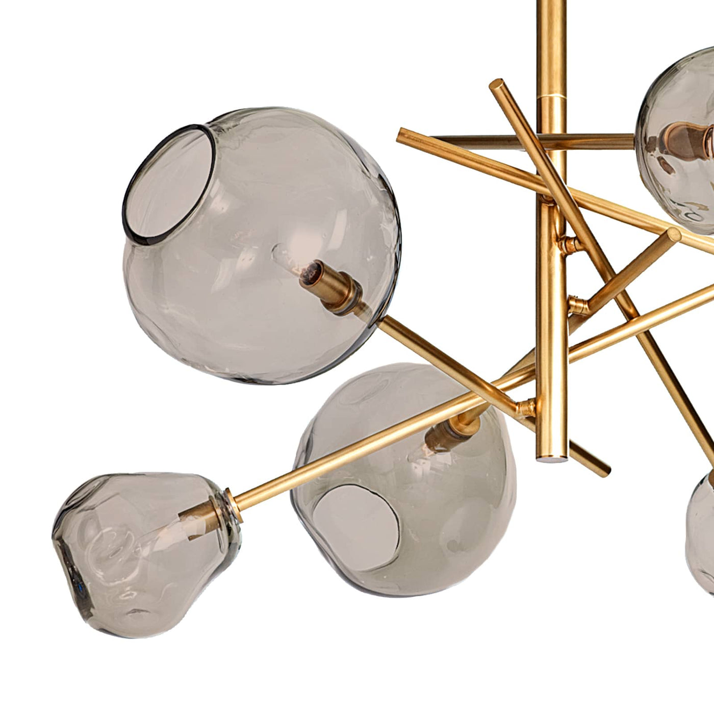 MOLTEN CHANDELIER WITH SMOKED GLASS - NATURAL BRASS