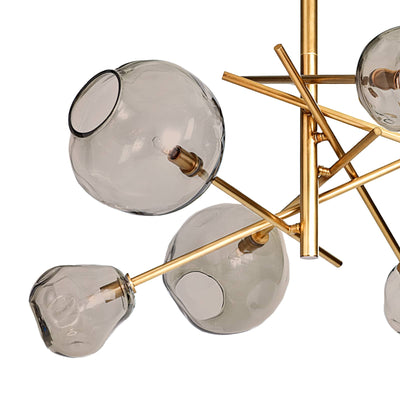 MOLTEN CHANDELIER WITH SMOKED GLASS - NATURAL BRASS