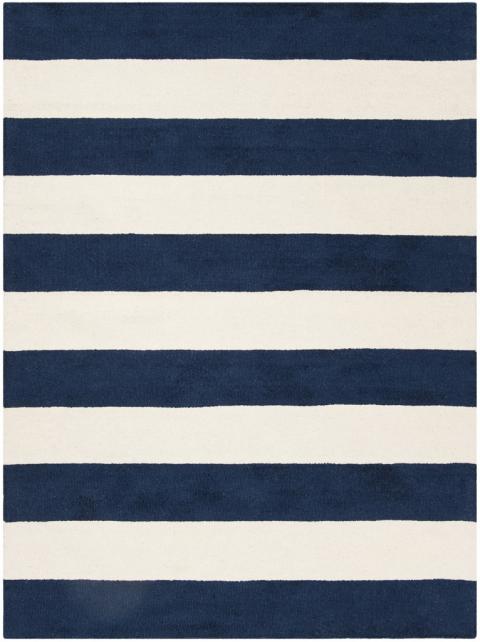 Navy Striped Kid's Rug