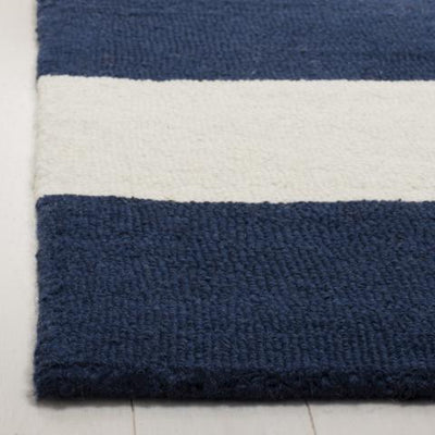 Navy Striped Kid's Rug