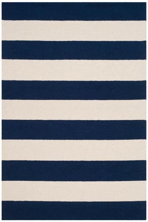 Navy Striped Kid's Rug