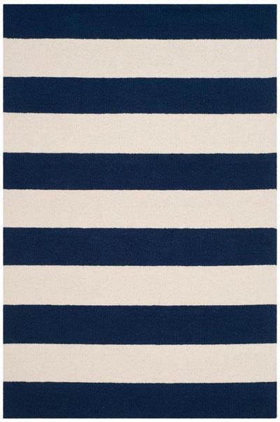 Navy Striped Kid's Rug