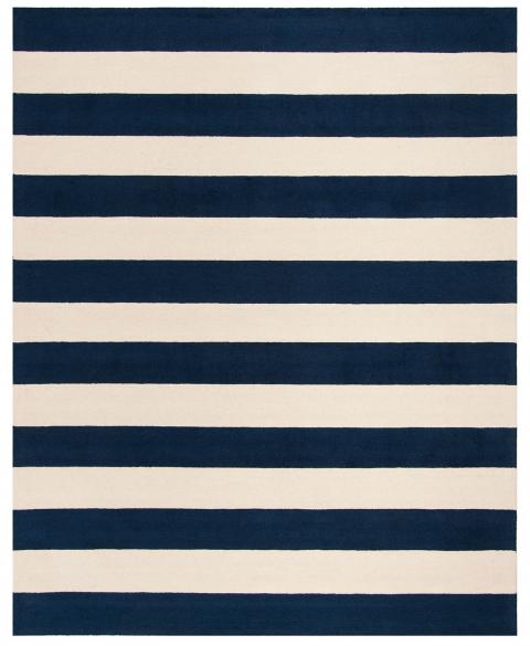 Navy Striped Kid's Rug
