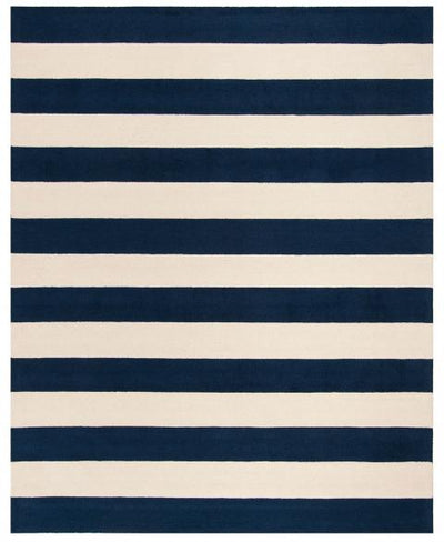 Navy Striped Kid's Rug