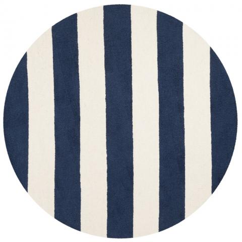 Navy Striped Kid's Rug