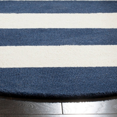 Navy Striped Kid's Rug