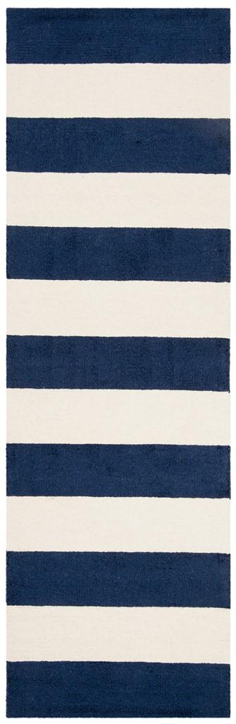 Navy Striped Kid's Rug