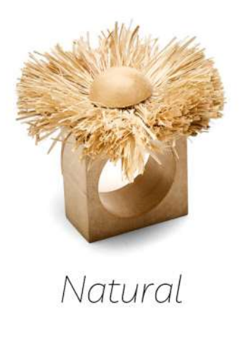 Raffia Flower Napkin Ring - Set of 4