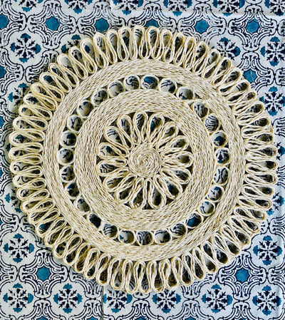 Block Printed Blue Floral Tablecloth