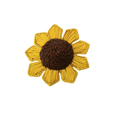 Sunflower Woven Straw Napkin Ring - Set of 6