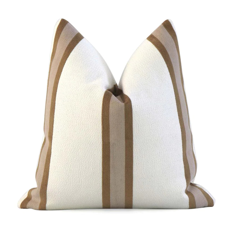 Alvaro Stripe Camel Pillow Cover