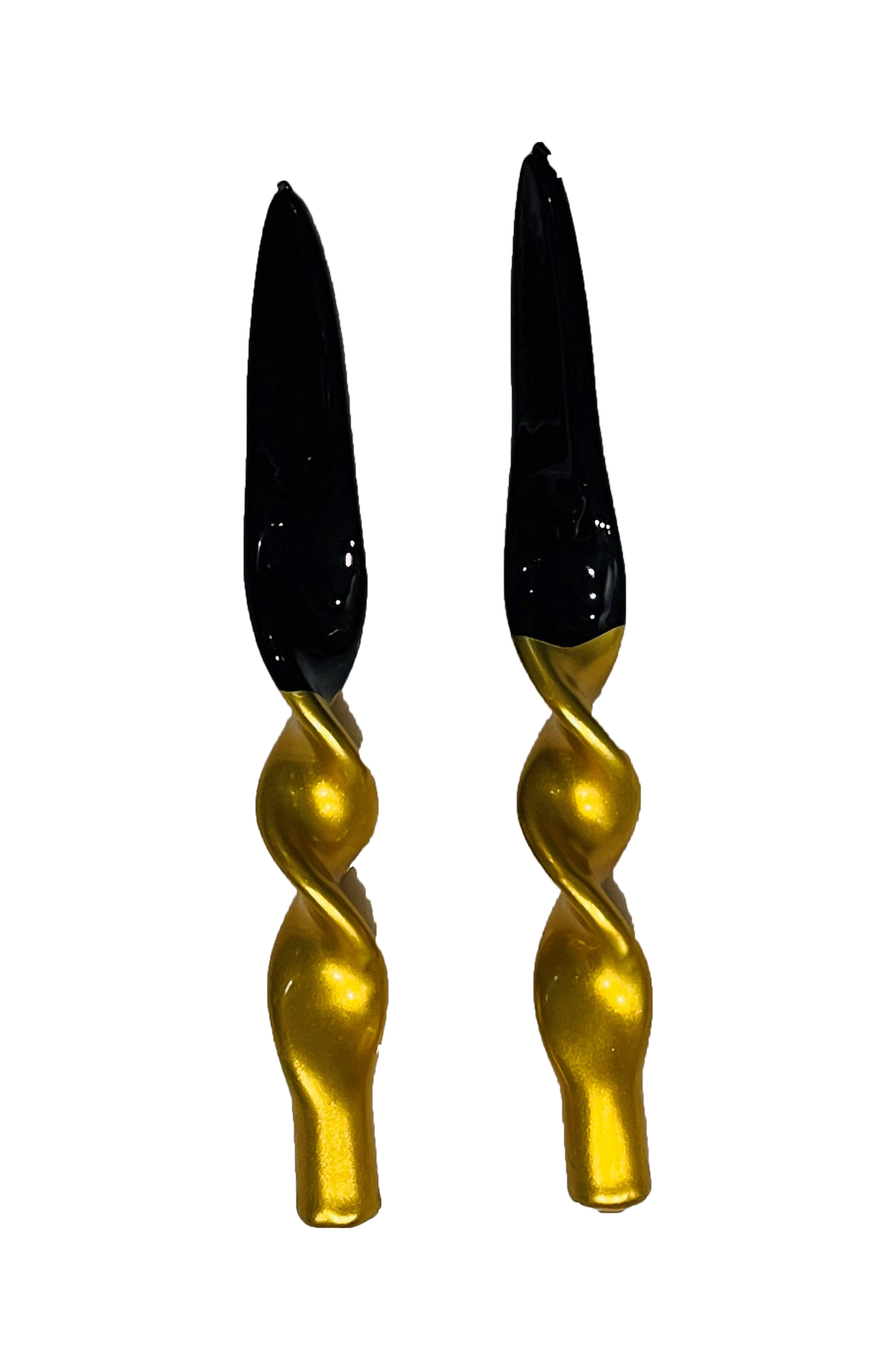 Twisted Lacquered Italian Candles - Set of 2 - Gold/Black